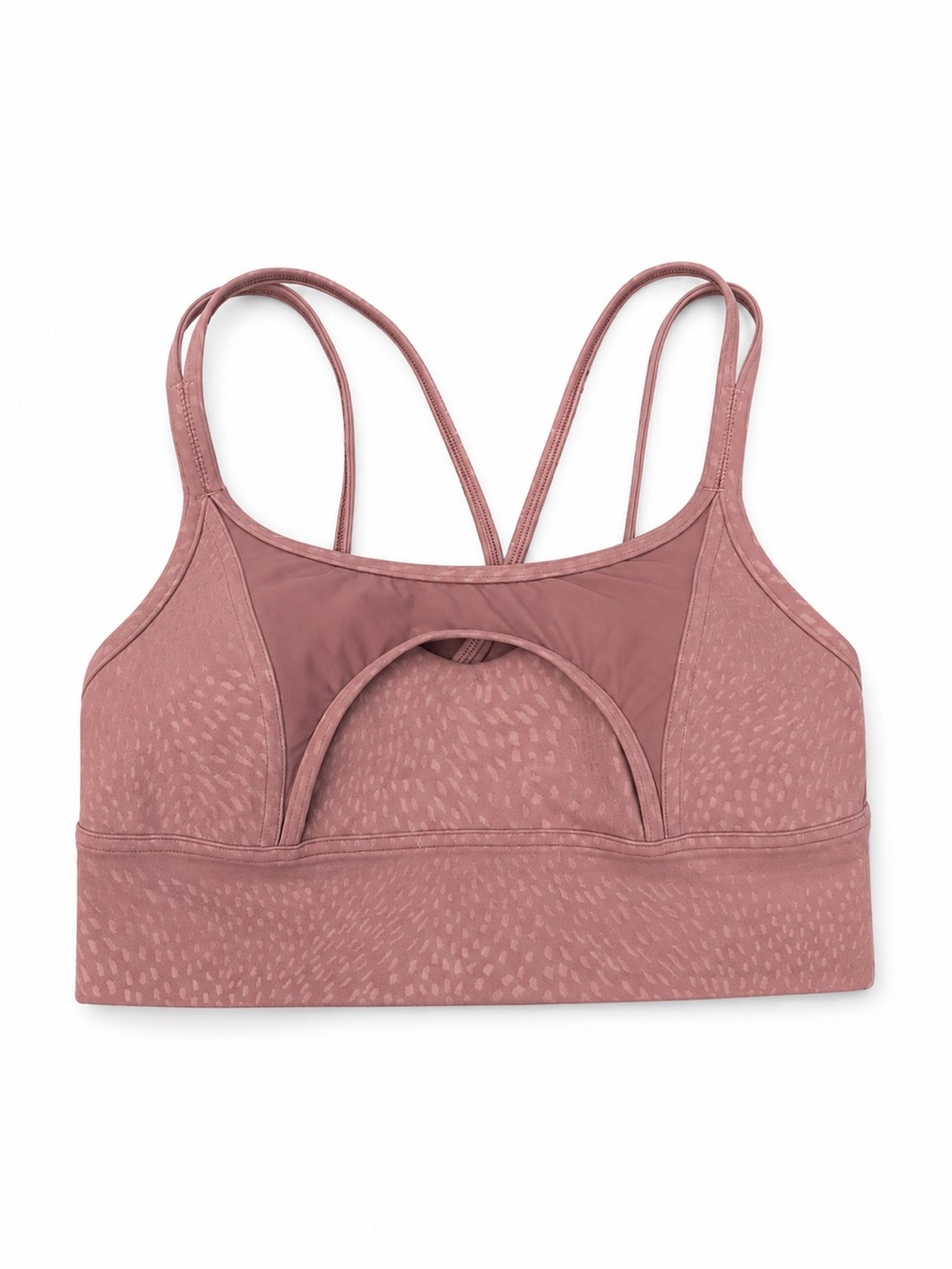 Lululemon Sports Bra Size 8 Dusty Rose Front Cutout Strappy Back